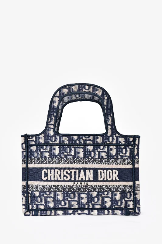 Christian Dior 2020 Navy Oblique Mini Book Tote