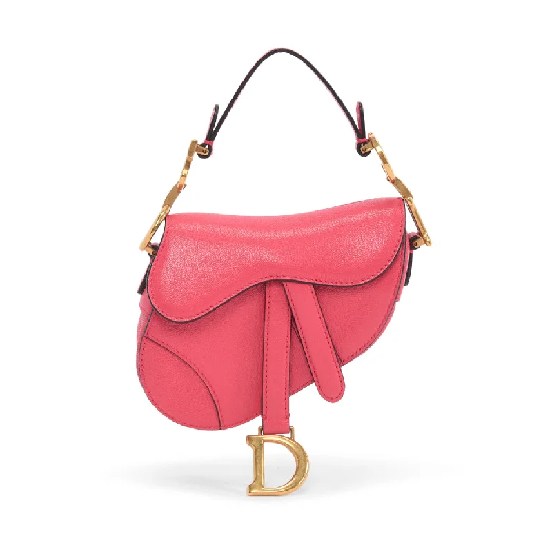 Dior Fuchsia Goatskin Micro Saddle Bag