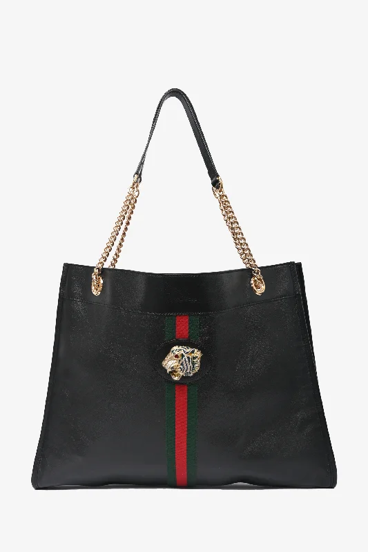 Gucci Black Leather 'Rajah' Maxi Tote Bag