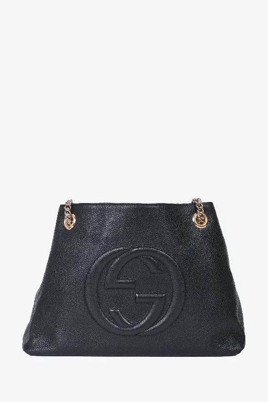 Gucci Black Leather 'Soho' Chain Tote Bag