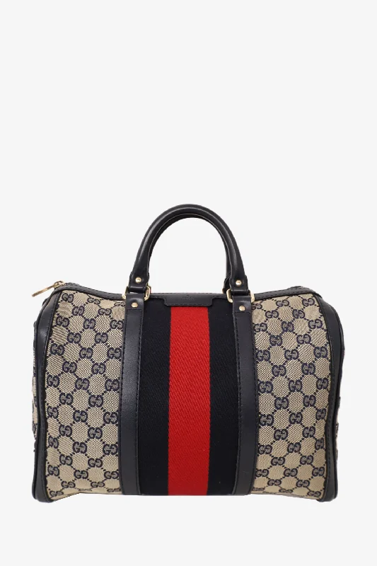 Gucci Blue Canvas Monogram Boston Bag