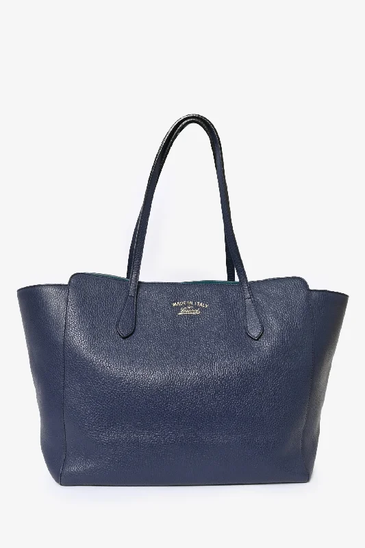 Gucci Blue Pebbled Leather Swing Tote