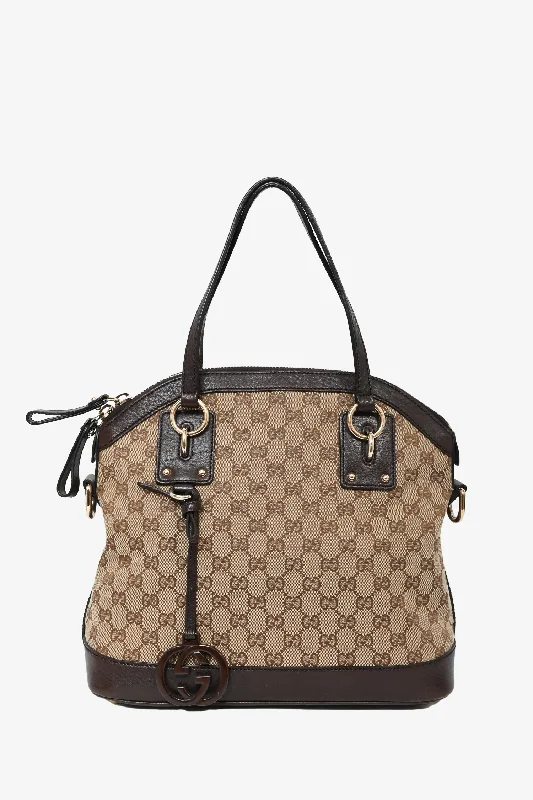 Gucci Brown GG Canvas/Leather Dome Bag