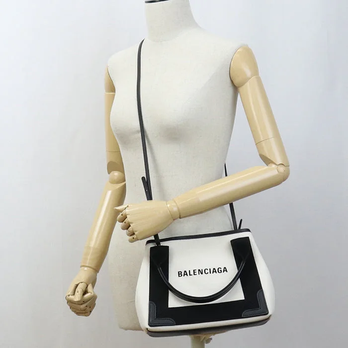 BALENCIAGA 390346 2HH3N 9260 Navy Kabas XS 2wayTote Bag canvas White Women