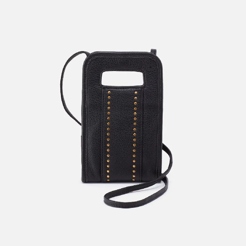 Ace Phone Crossbody in Pebbled Leather - Black