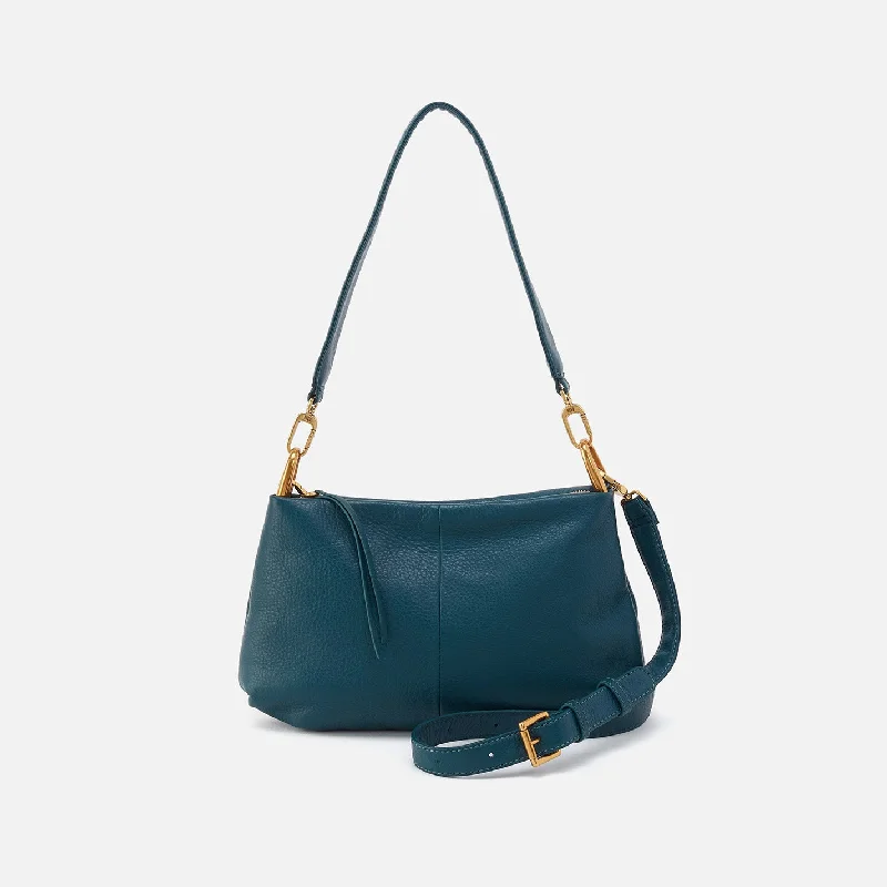 Advance Shoulder Bag In Pebbled Leather - Midnight Teal