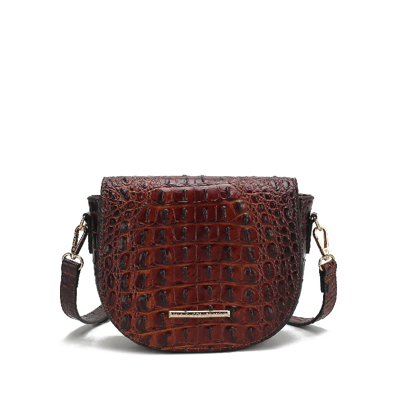 Amalia Solid Croc Crossbody Bag