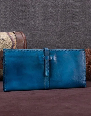 Blue Womens Long Bifold Wallet Brown Long Wallet Ladies Long Wallet Purse