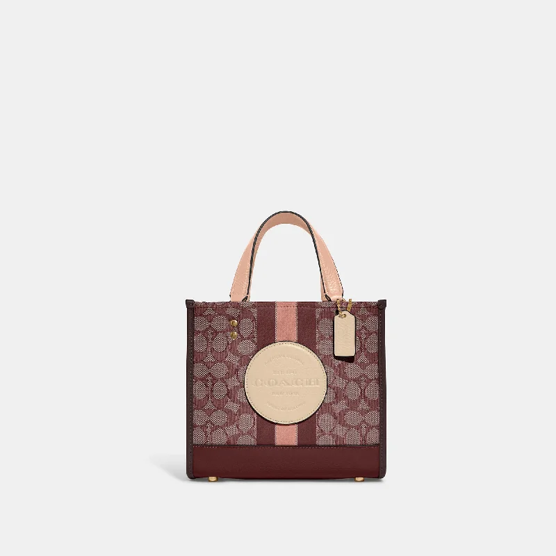 Coach Outlet Dempsey Tote 22 In Signature Jacquard With Stripe And Coach Patch