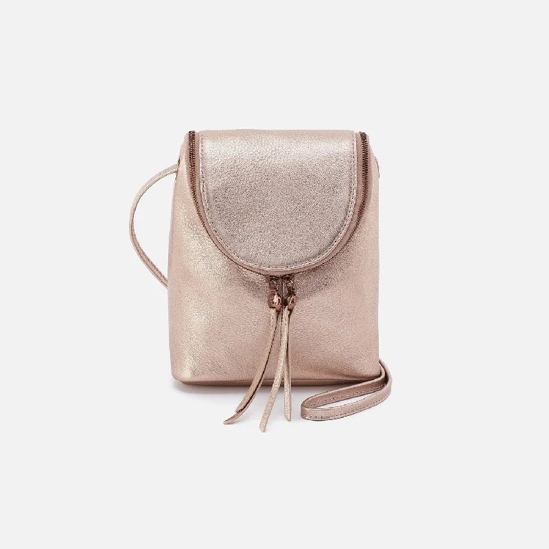 Fern Crossbody In Metallic Leather - Pink Gold Metallic