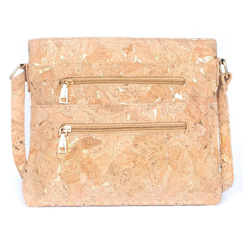 Golden cork fabric zipper handbag crossbody lady bag BAG-2279