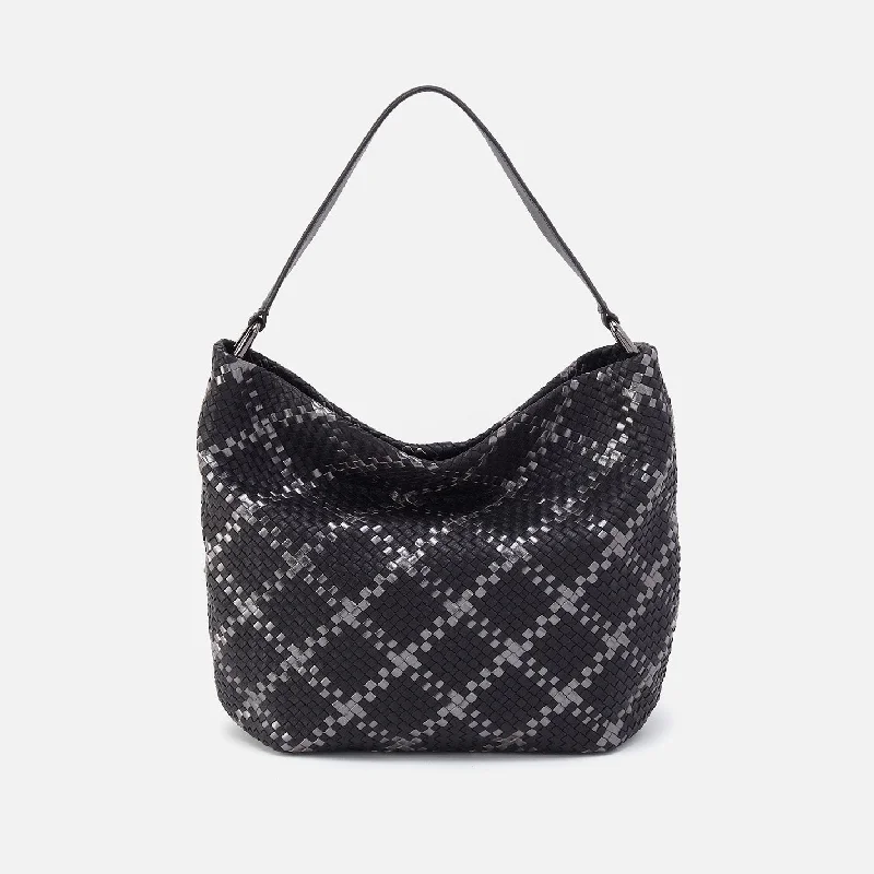 Harley Hobo In Woven Leather - Black Metallic Woven