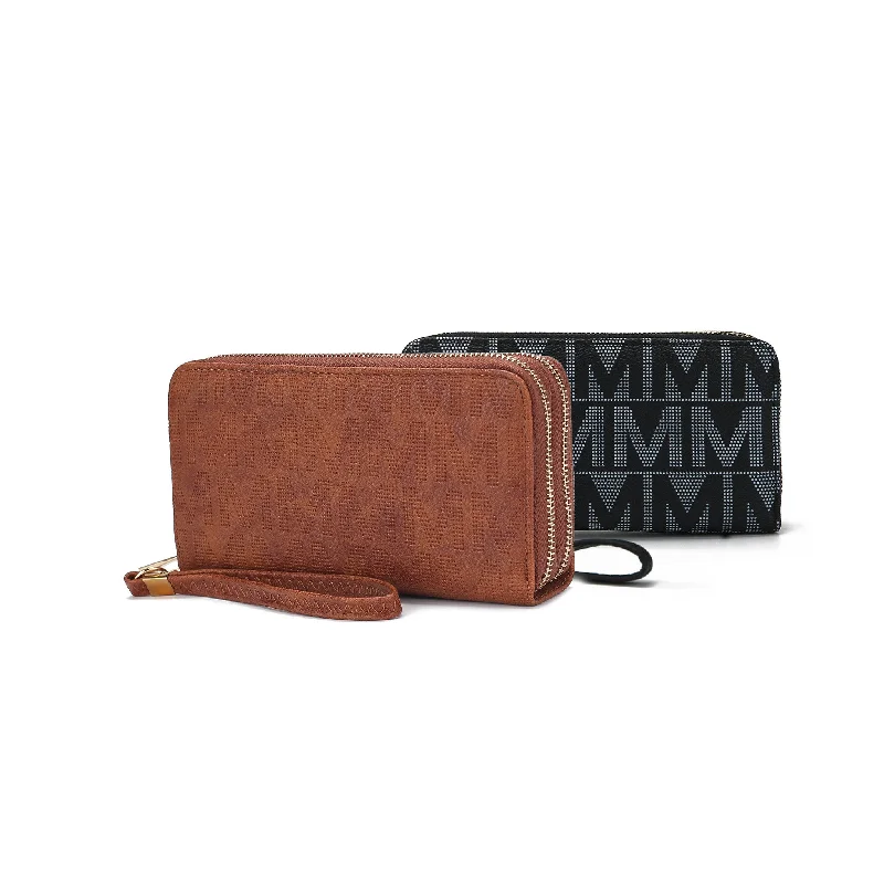 Kathe Embossed M Signature Wallet Wristlet