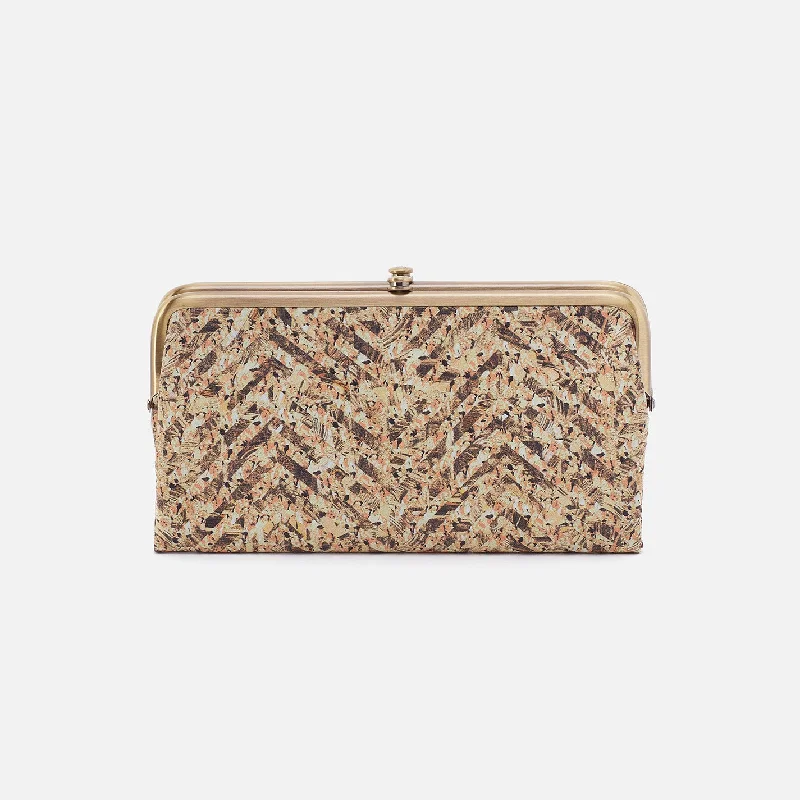 Lauren Clutch-Wallet In Printed Leather - Neutral Mosaic Print