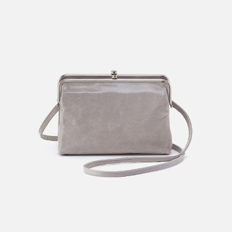 Lauren Crossbody in Polished Leather - Light Grey