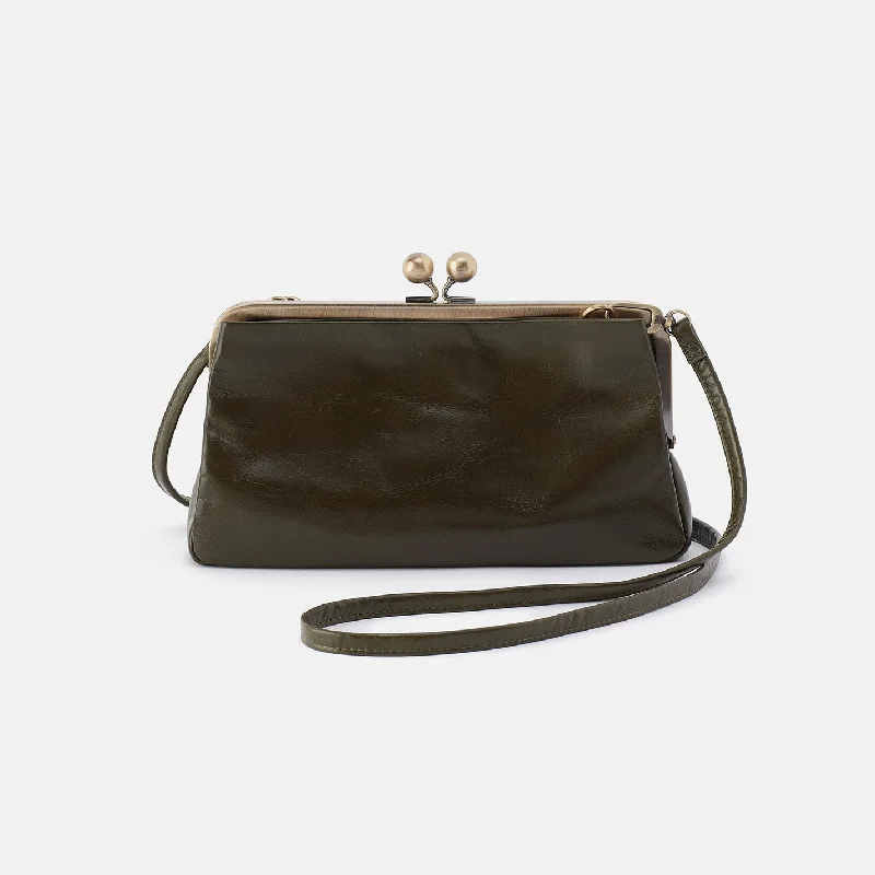 Lauren Frame Crossbody In Polished Leather - Deep Moss