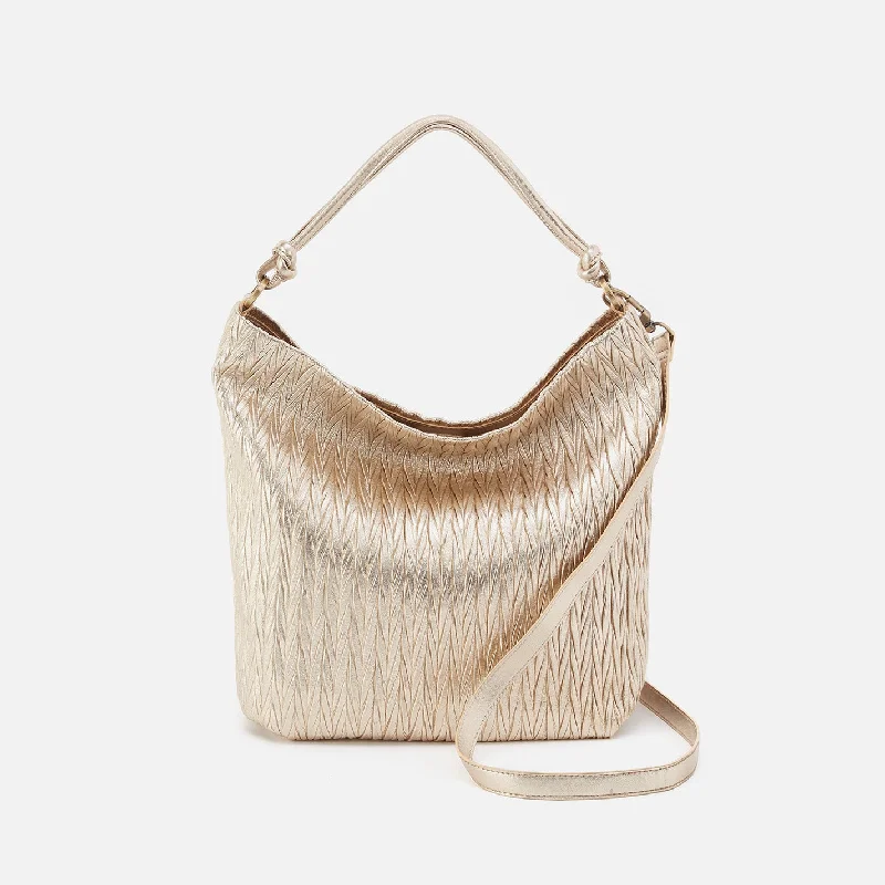 Lindley Hobo In Soft Pleated Leather - Gold