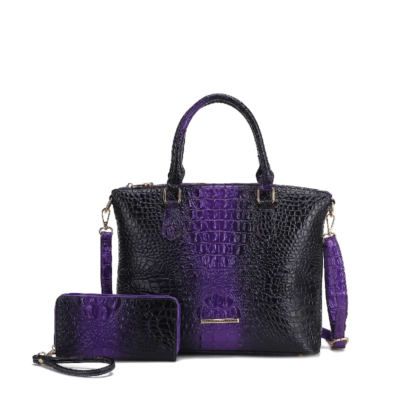 Liora Croc-Embossed Tote Bag and Set