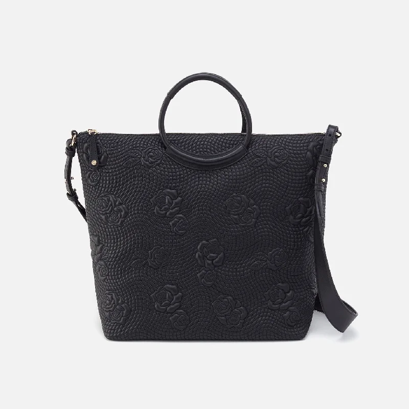 Maggie Satchel In Smooth Leather - Black Quilted Rose