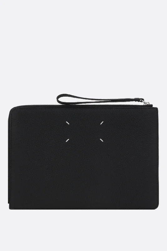 grainy leather clutch