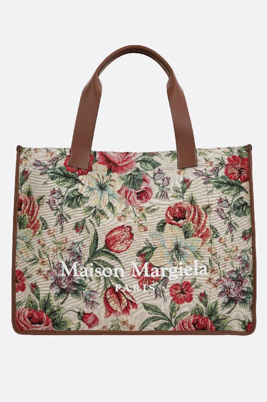 floral tapestry fabric large tote bag