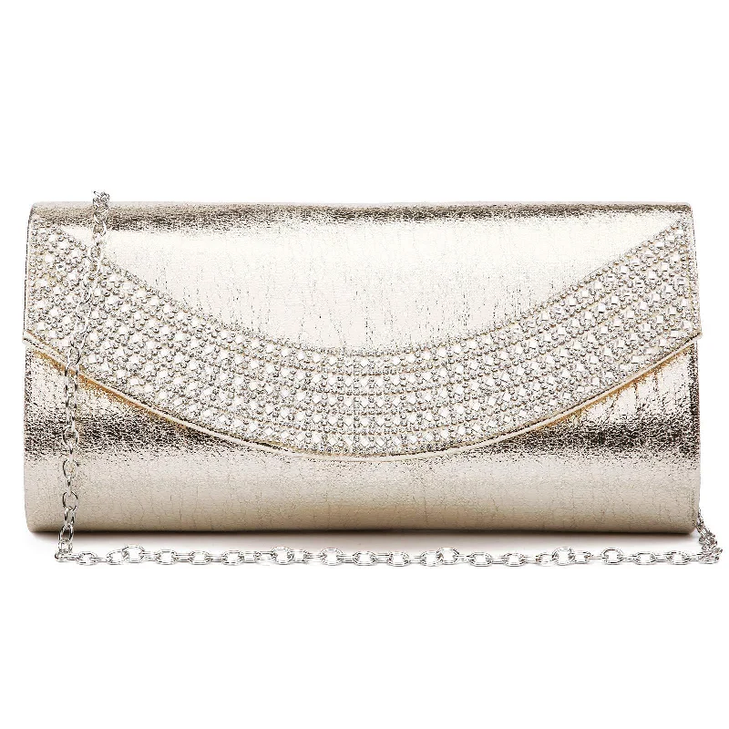 PU Leather Rhinestone Evening Bags Formal Wedding Party Purse Dasein