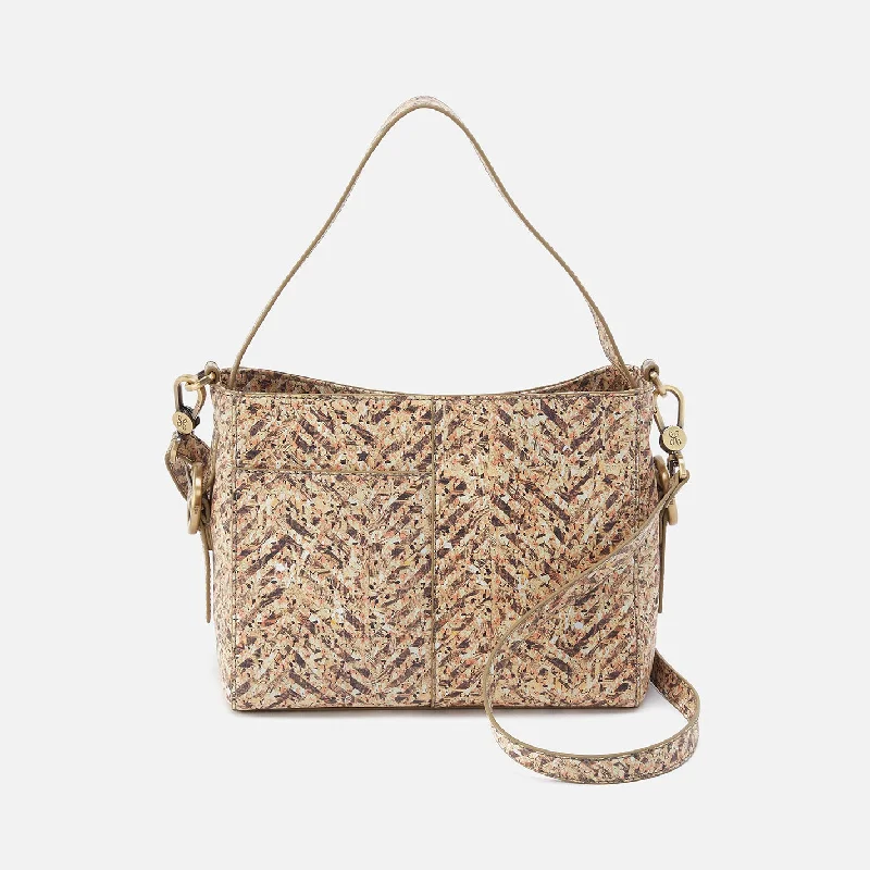 Render Small Crossbody In Printed Leather - Neutral Mosaic Print