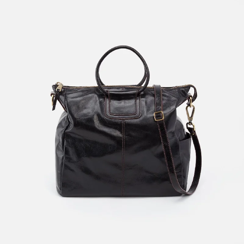 Sheila Large Satchel In Polished Leather - Black