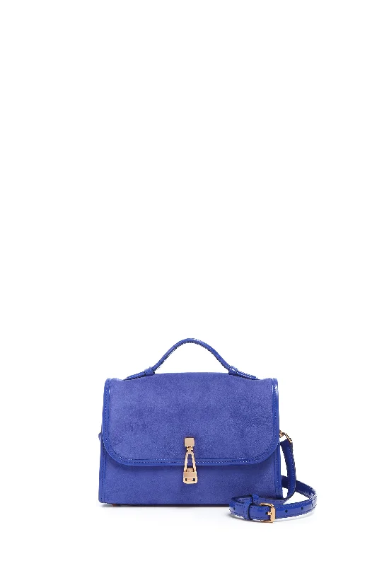 Small Leonora Flap Bag in Cobalt Suede