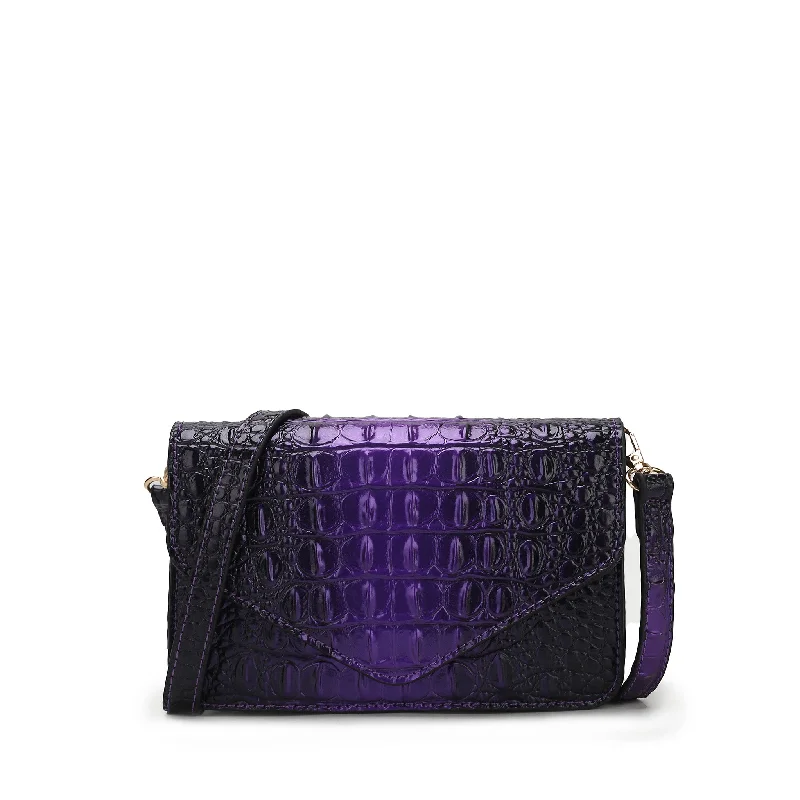 Vanta Croc-Embossed Saddle Bag