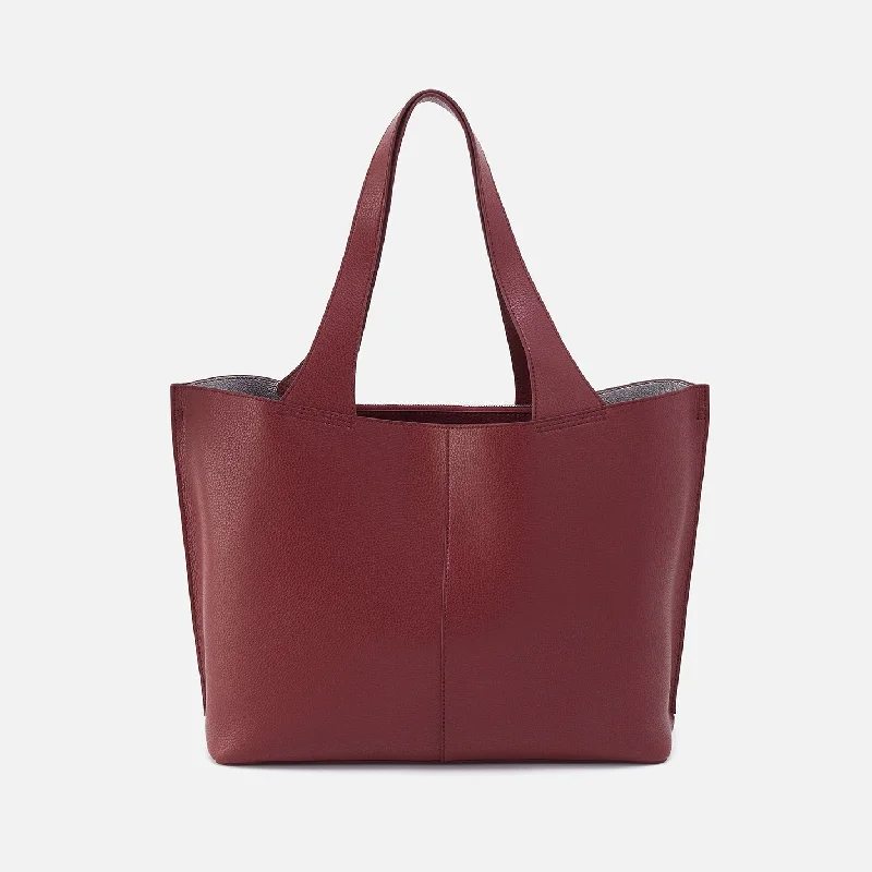 Vida Large Tote In Micro Pebbled Leather - Port And Silver