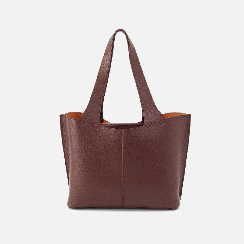 Vida Tote In Micro Pebbled Leather - Chocolate