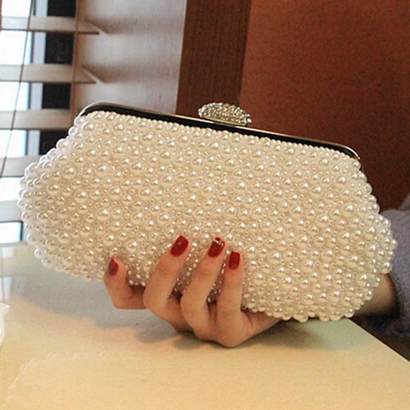 "Women messenger beaded women vintage evening bags imitation pearl shell women bag shoulder bags,diamonds clutch bag for wedding"